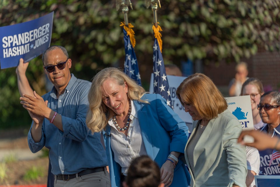 File:Jay Jones, Ghazala Hashmi and Abigail Spanberger at a bus rally in Fairfax City - 54625202826.png
