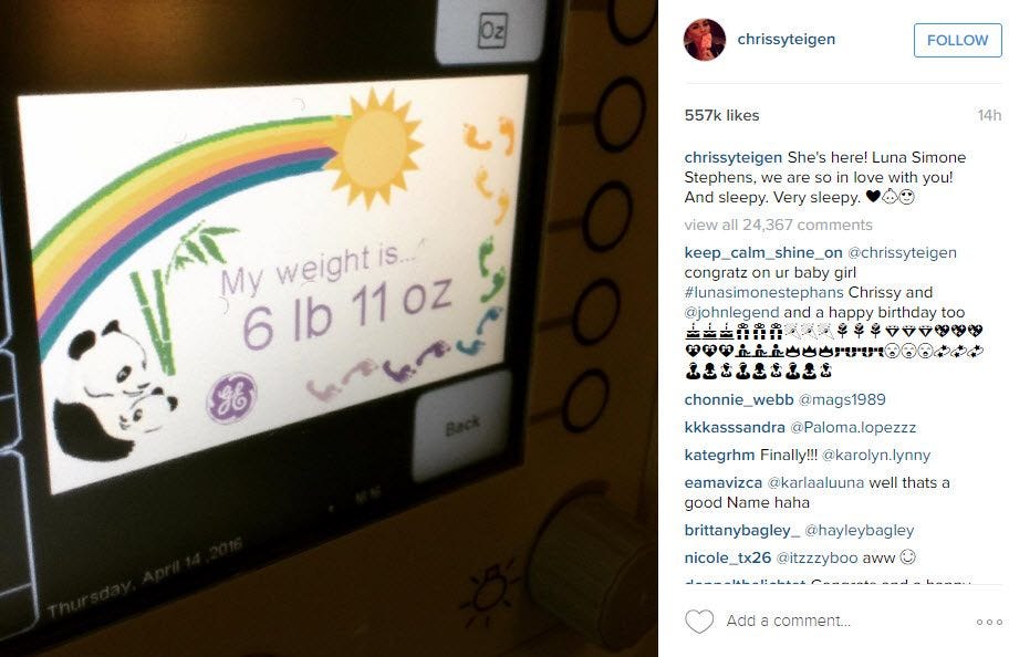 chrissy teigen baby weight 2016 chrissy teigen baby weight 2016
