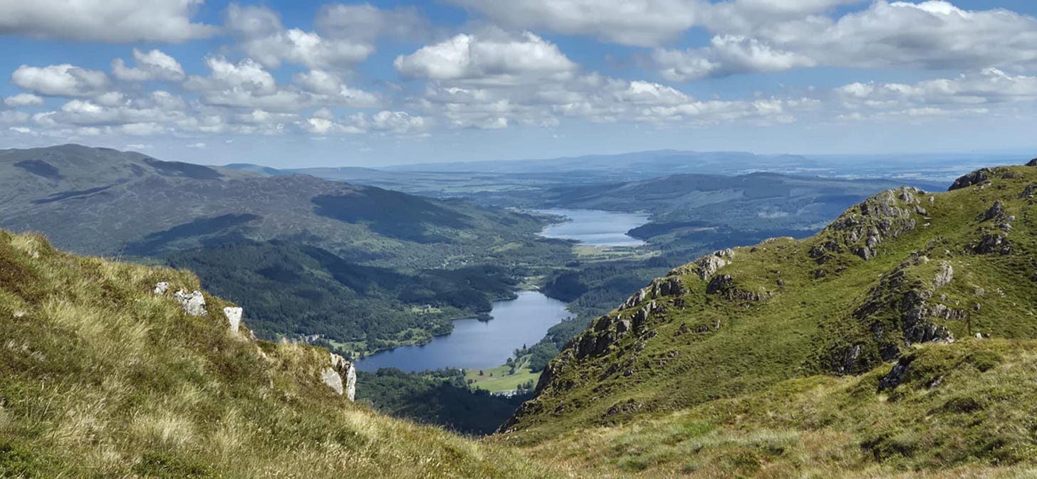 The view from Ben Venue in the Trossachs Scotland with views of Loch Venachar The view from Ben Venue in the Trossachs Scotland with views of Loch Venachar