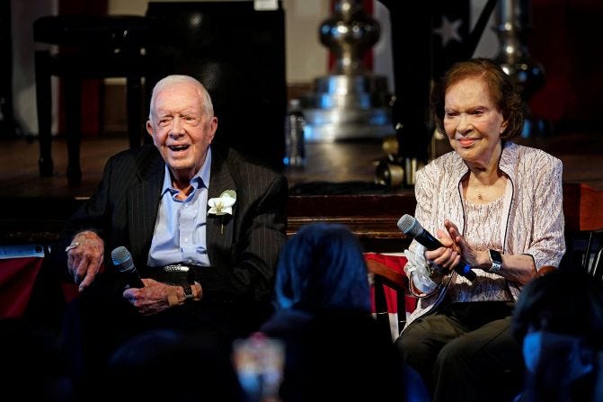 The Carters celebrate their 75th wedding anniversary in Plains in July 2021. "The best thing I ever did was marrying Rosalynn," Carter once said.