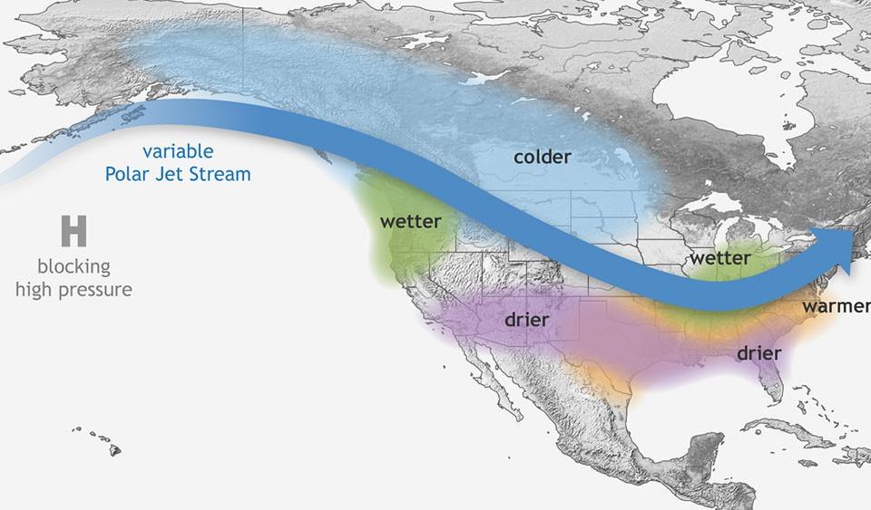 a graphic showing la Nina weather pattern over nation a graphic showing la Nina weather pattern over nation