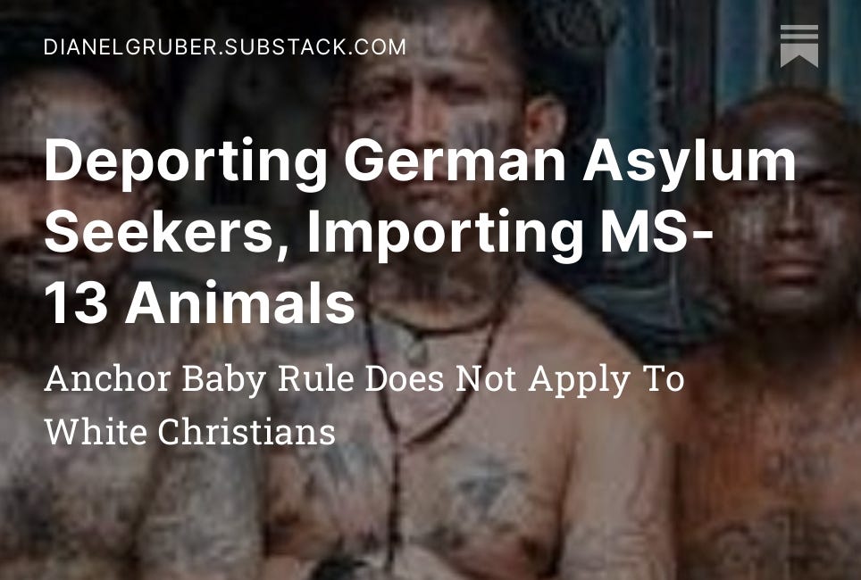 Deporting German Asylum Seekers, Importing MS-13 Animals