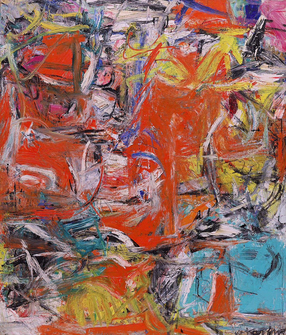 Willem de Kooning, Composition, 1955. Oil, enamel, and charcoal on canvas, 79 1/8 x 69 1/8 inches (201 x 175.6 cm)