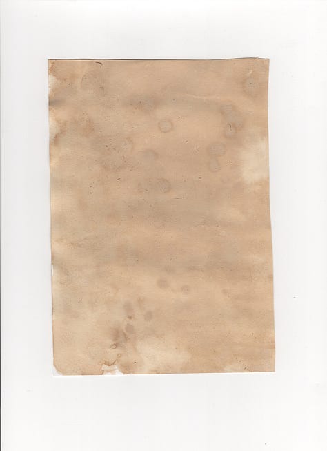 Various tests and experiments with shoes, dice, and coffee stained/ crumbled paper.