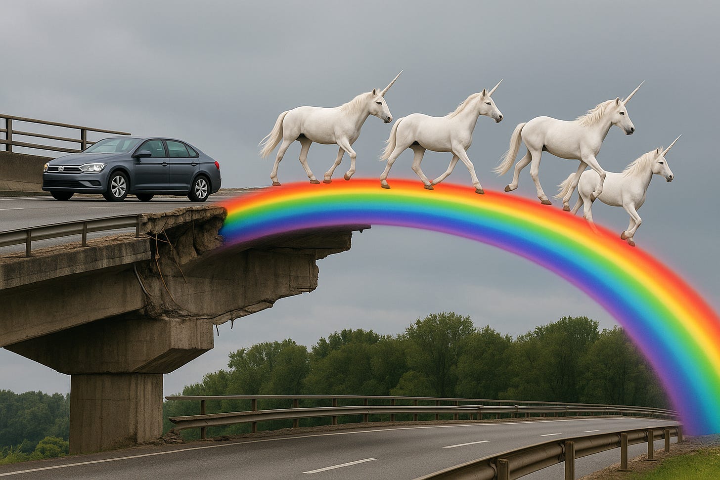 Fixing a broken bridge with rainbows and unicorns