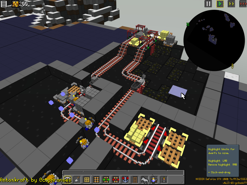 Characters in Anton's hobby project carry blocks to stockpiles. Characters in Anton's hobby project carry blocks to stockpiles.