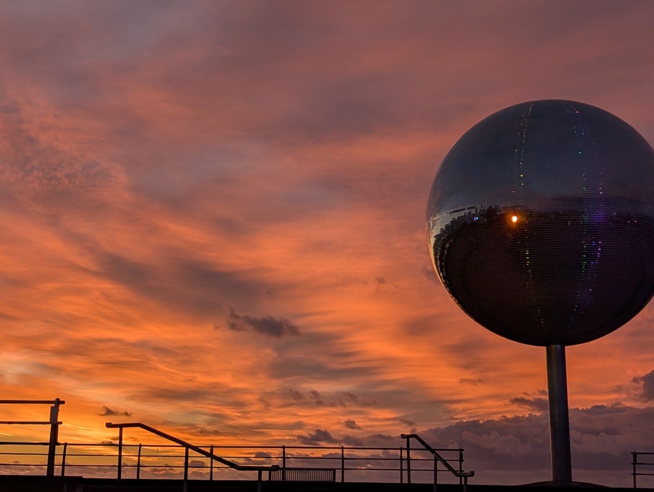 Blackpool's Mirror Ball at sunset