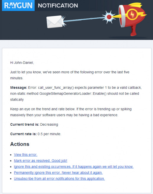 Error notification email example Error notification email example