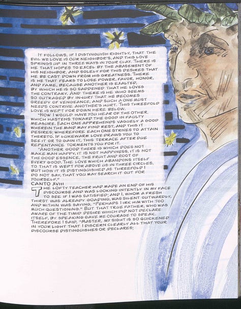 Cochrane's rendition of a Botticelli-inspired Inferno and a portrait of Dante. The illustrated incunable facsimile with an image of Inferno.