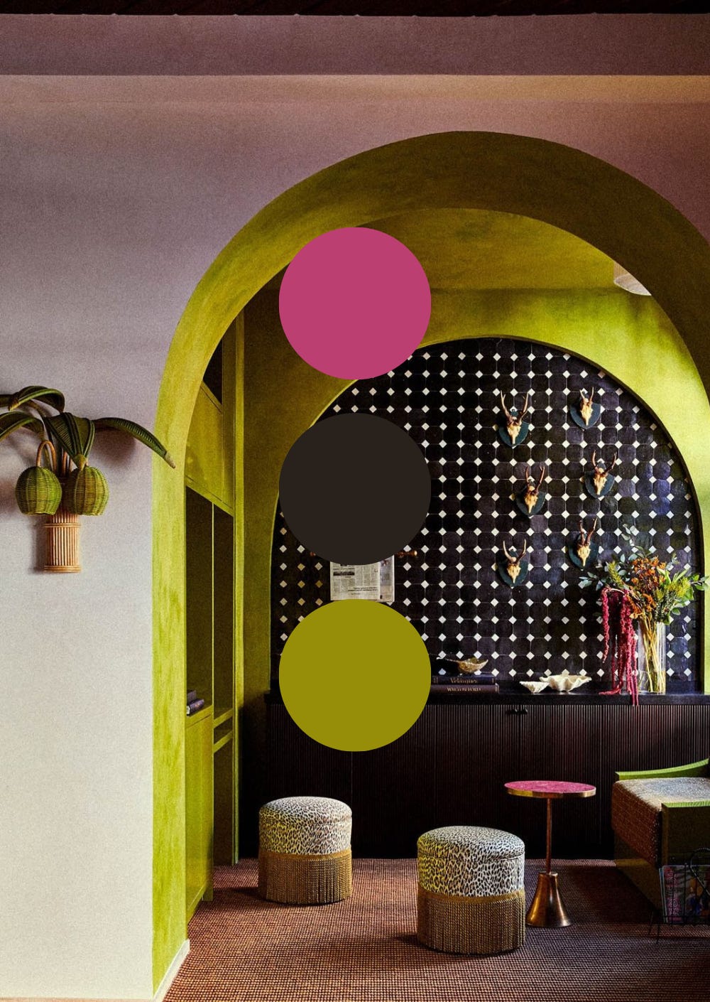 Colorful interior design and bold color combo Miami