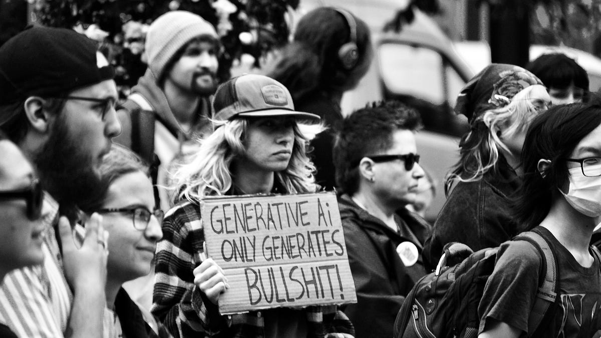 Protest featured Pokémon, LLM's explained, and a call to 'expropriate Nvidia'