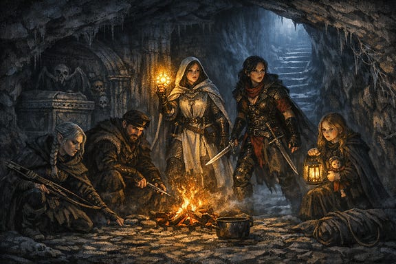 Silverleaf, Greegan, Clarion, Ezmerelda, and Arabelle exploring Castle Ravenloft Silverleaf, Greegan, Clarion, Ezmerelda, and Arabelle exploring Castle Ravenloft