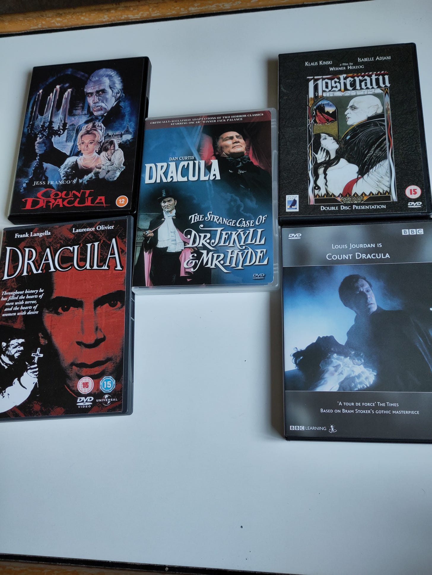 DVD covers of the 1970s’ Dracula films discussed in the article