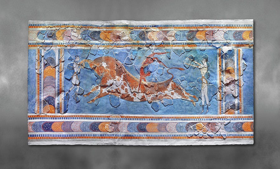 The Minoan Bull leaping fresco - Heraklion Archaeological Museum ...