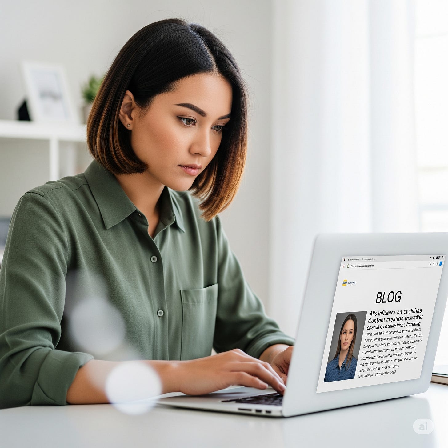 A determined blogger looking at their laptop, symbolizing the challenge and opportunity of thriving alongside AI in 2025. A determined blogger looking at their laptop, symbolizing the challenge and opportunity of thriving alongside AI in 2025.