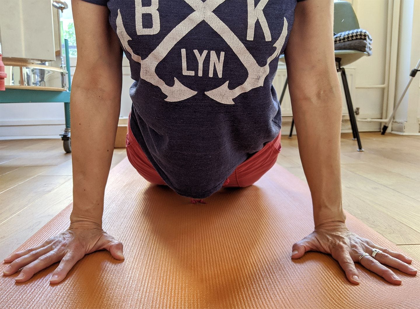 Home yoga practice in Paris, France