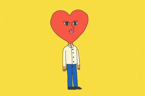 An animated person holds a heart shape and says thank you An animated person holds a heart shape and says thank you