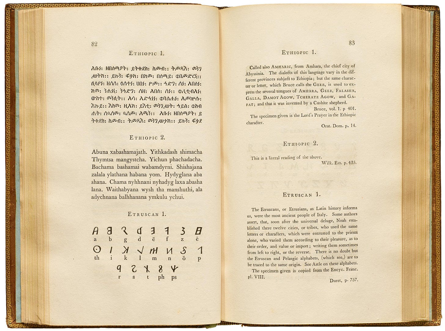 Edmund Fry, Pantographia; containing accurate copies of all the known alphabets in the world…, Cooper and Wilson, London, 1799, pp. 82-83 [Letterform Archive, San Francisco, CA]