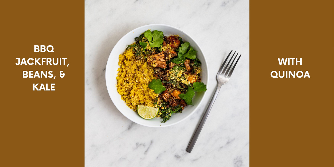 BBQ Jackfruit, Beans, and Kale with Quinoa
