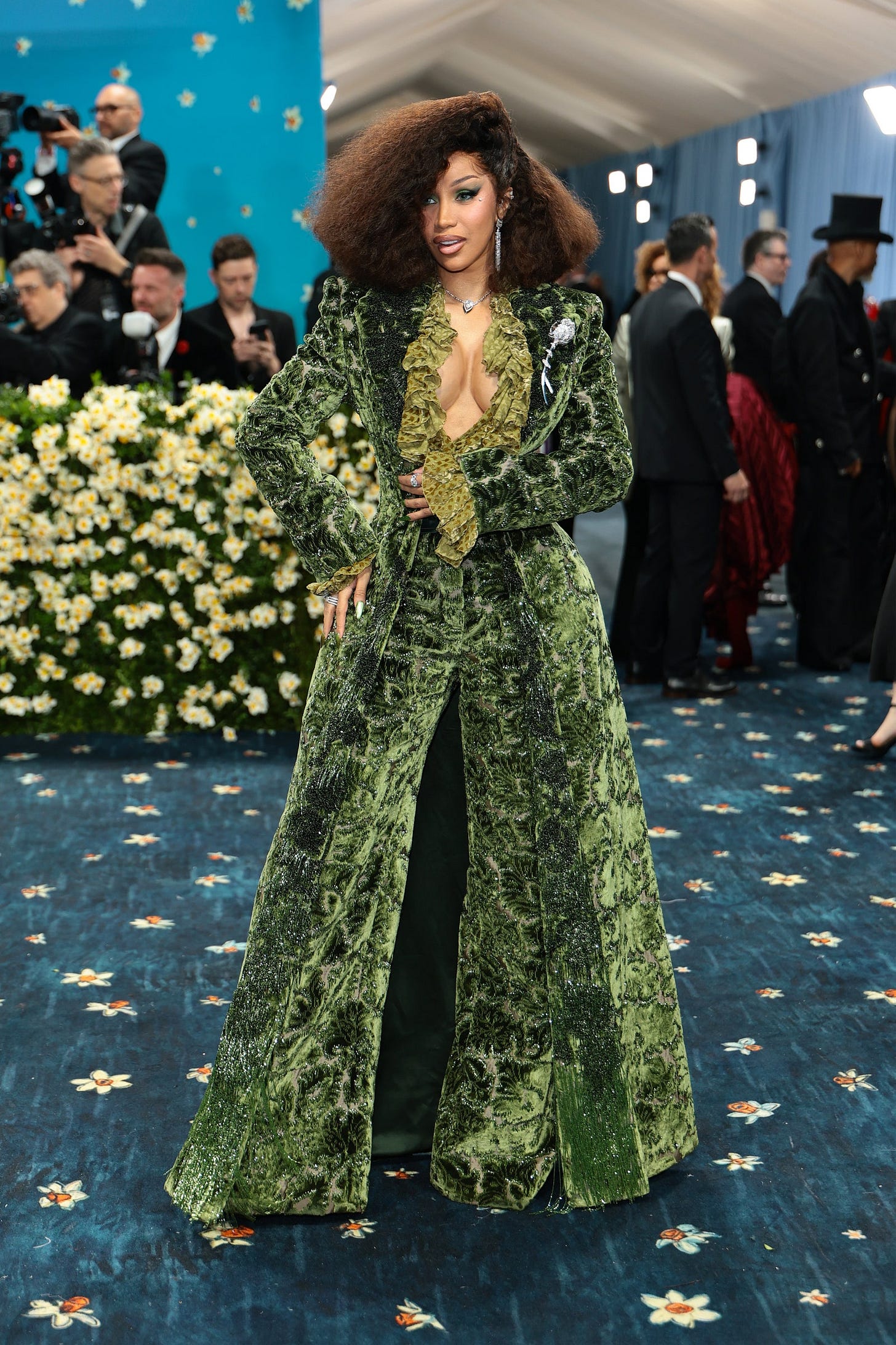 Image may contain Cardi B Jonah Peretti Person Clothing Hat Adult Wedding Accessories Jewelry and Necklace