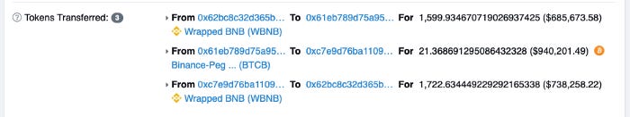 BscScan token transfer records