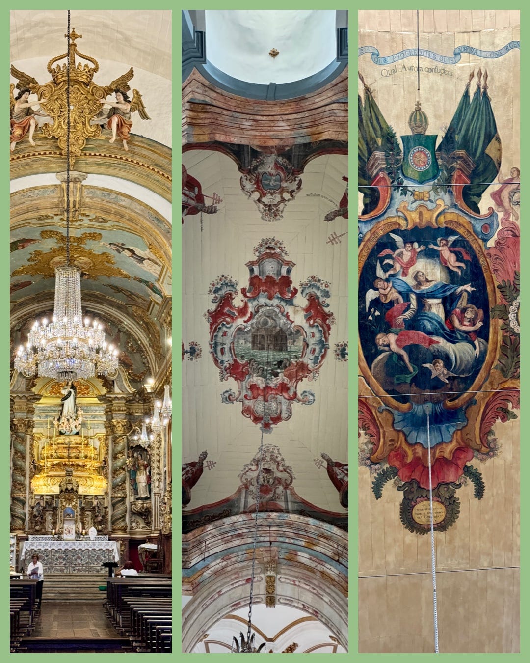 Techos pintados y altar en Ouro Preto.