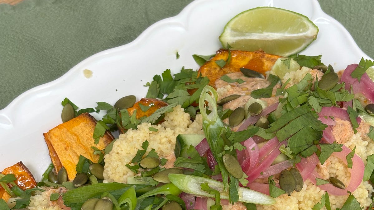 Sweet Potato, Couscous & Lots of Interesting Garnishes