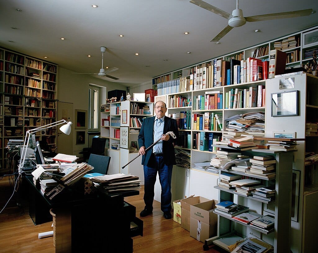 Umberto Eco in his home library Umberto Eco in his home library