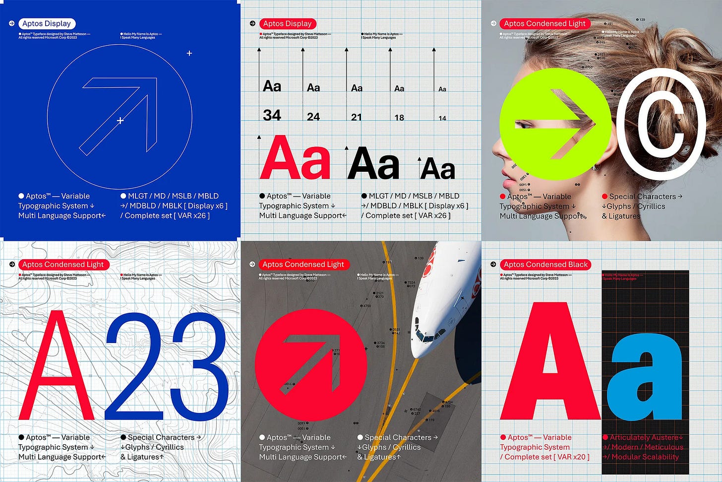 Illustrations of Microsoft’s Aptos font