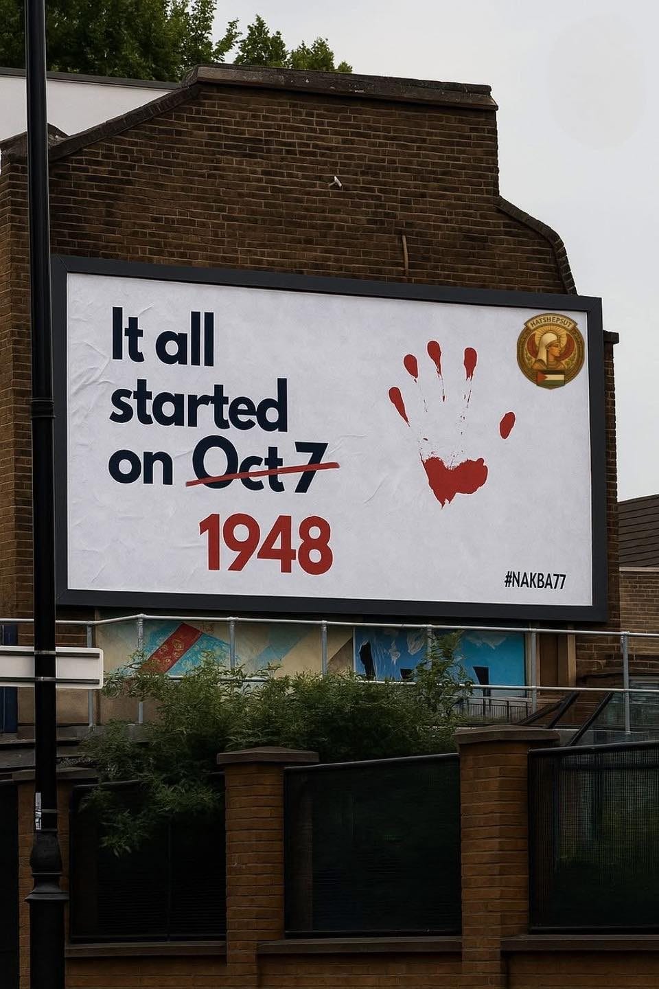 Puede ser una imagen de texto que dice "ArOPHИ It all started on Oct7 1948 #NAKBA77"