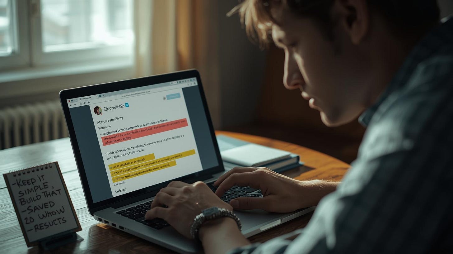 job seeker editing LinkedIn profile with readability tool