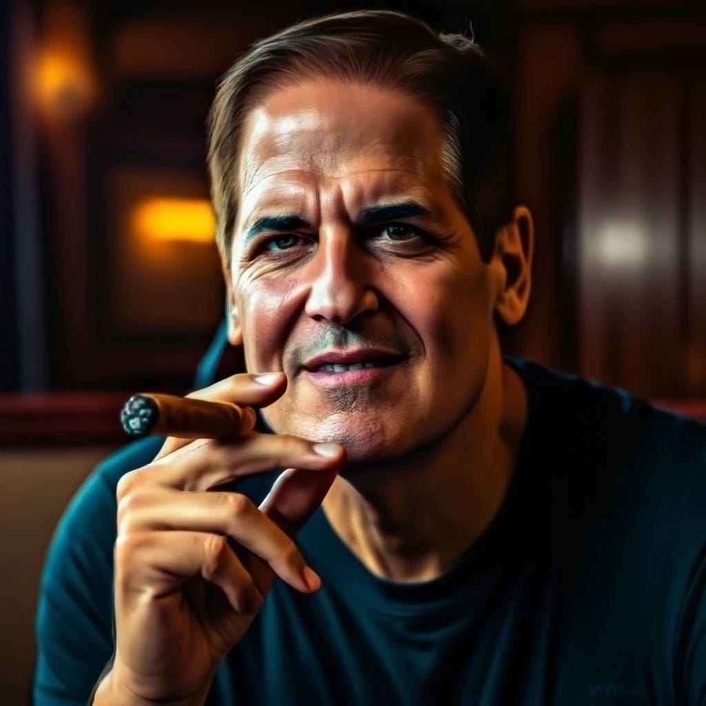 Marc Cuban smoking a cigar