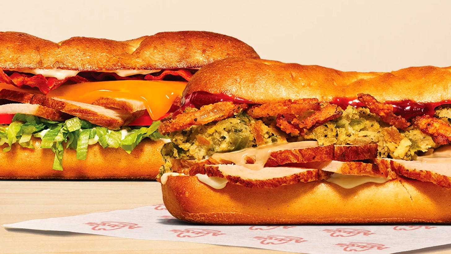 Arby's Deep Fried Turkey Gobbler and Deep Fried Turkey Club. Image: Arby's