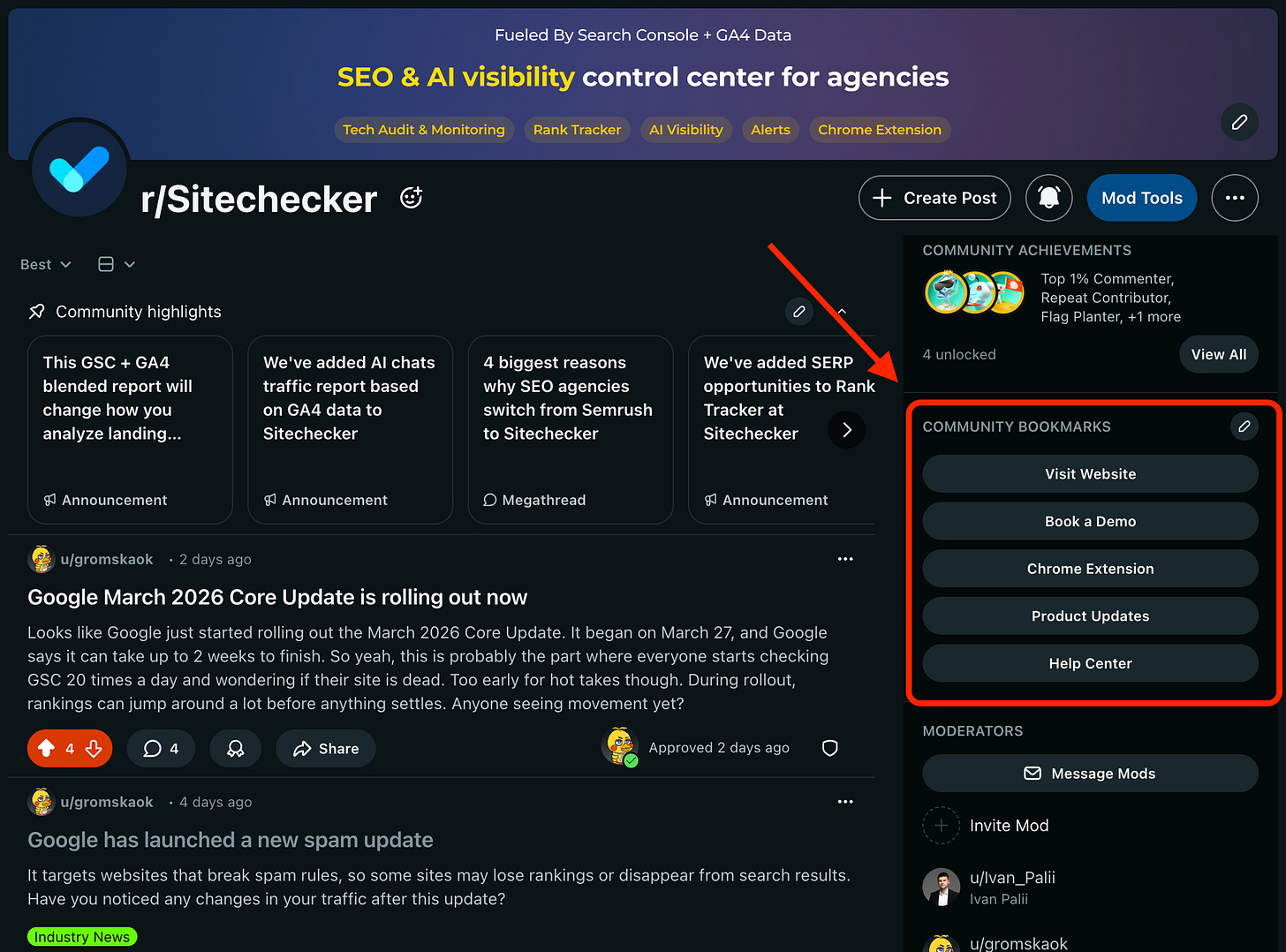 reddit community bookmarks