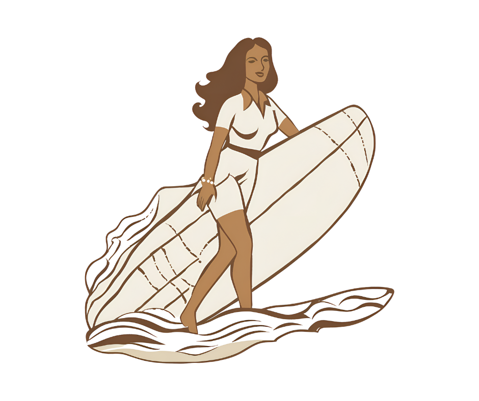 illustration of a woman with a surfboard illustration of a woman with a surfboard