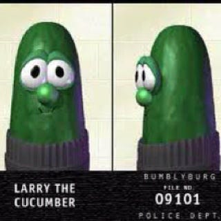 This may contain: an animated image of a cucumber with two eyes and the caption's name, harry the cucumber