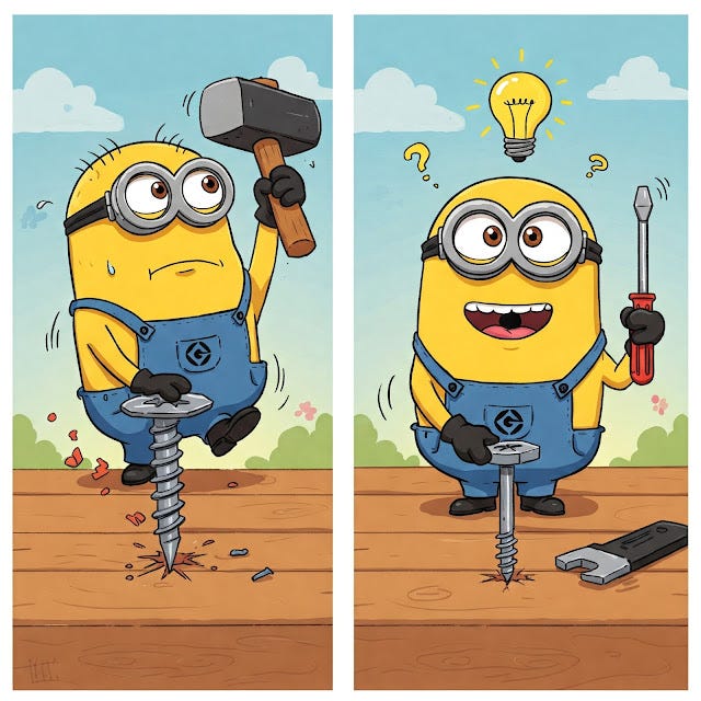 We're using the wrong tool. We're trying to drive a screw with a hammer!