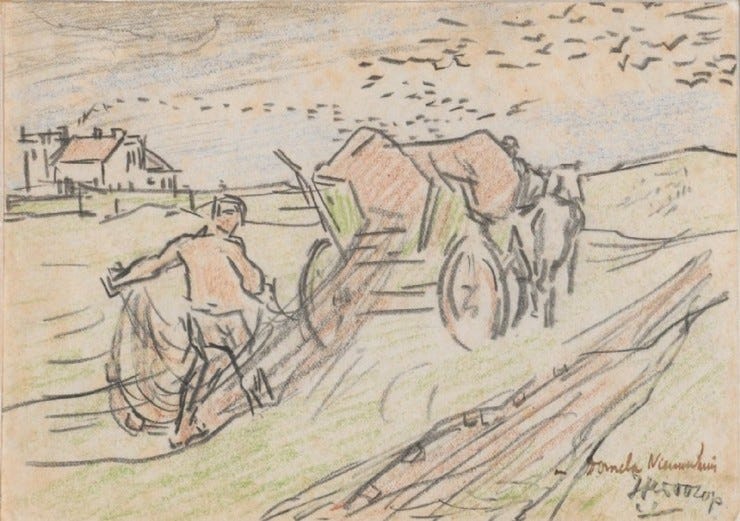 De tekening van Jan Toorop in het liber amicorum van Domela Nieuwenhuis