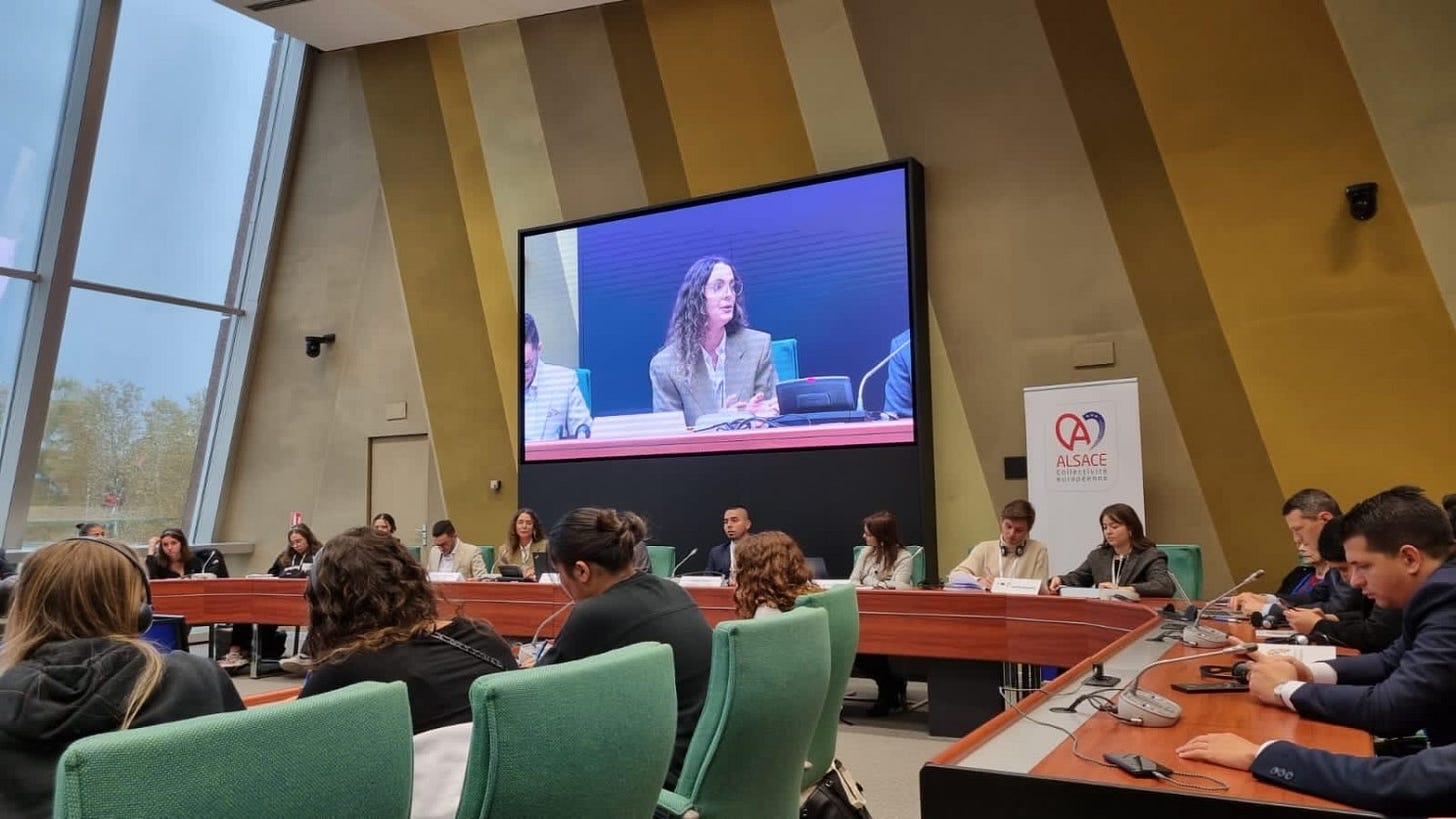 Sophie Vériter speaking at the World Forum for Democracy organised by the Council of Europe in Strasbourg in 2023.