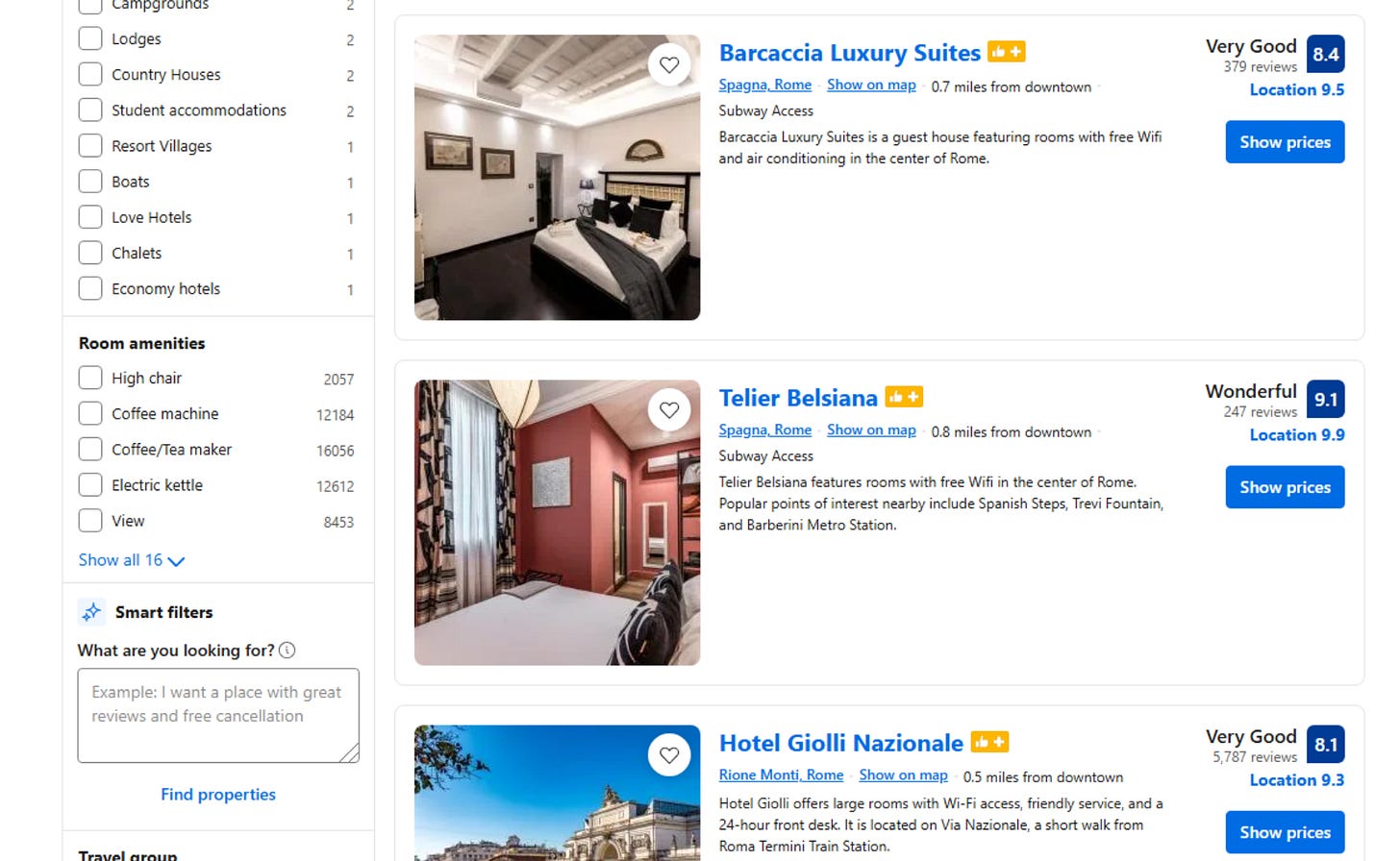 A screenshot taken in headless mode. Note the missing info from the property cards