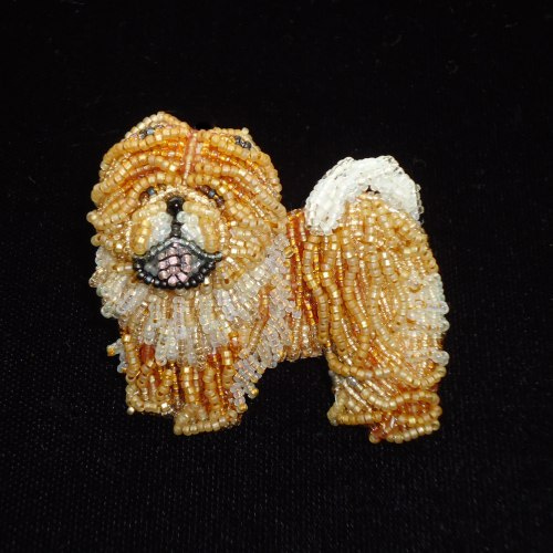 Chinese CHOW CHOW beaded dog pin pendant bead embroidery jewelry Chinese CHOW CHOW beaded dog pin pendant bead embroidery jewelry