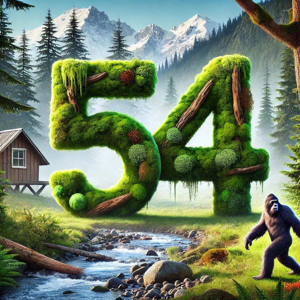 a PNW version of the number 54 with BigFoot