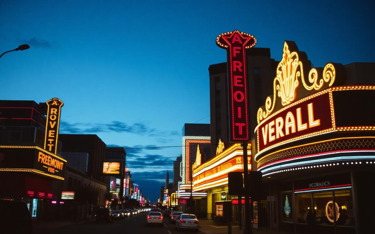 Vintage neon signage on Fremont Street, Las Vegas, at blue hour Vintage neon signage on Fremont Street, Las Vegas, at blue hour
