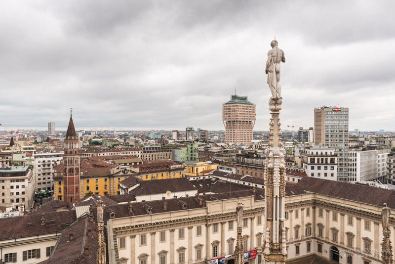 Panoramic views from Duomo di Milano terraces