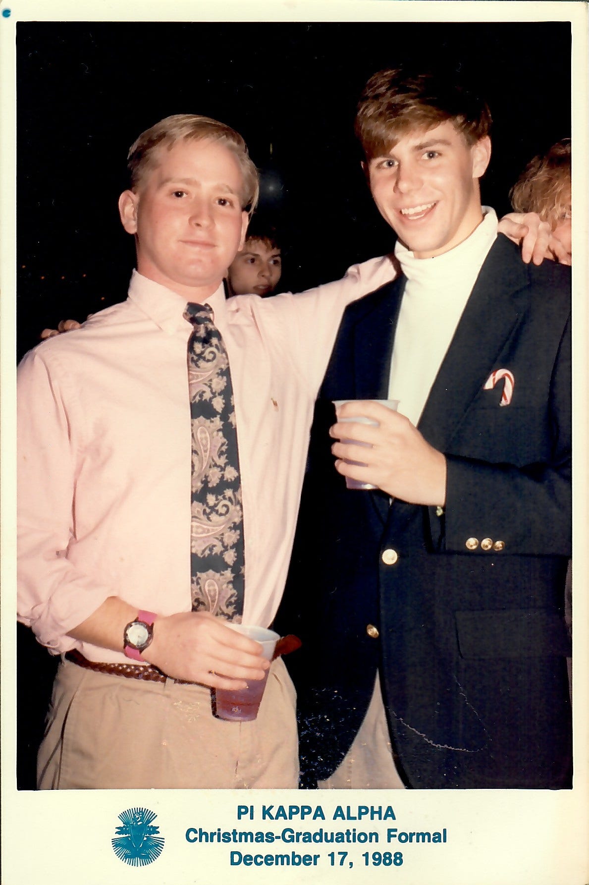 Hank and I at the fall 1988 Pi Kappa Alpha Christmas/Graduation Formal