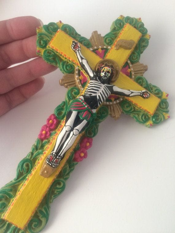 Jesus Crucifixion Day of the Dead Wall Hanging Art Virgin Mary | Etsy