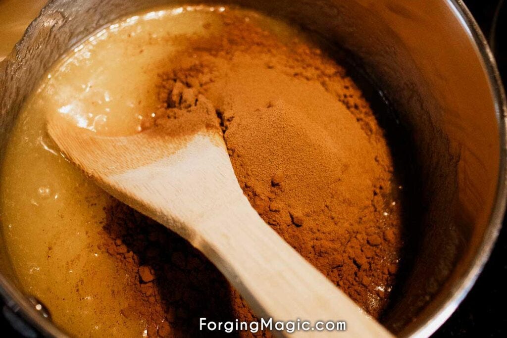 Making brownie batter Making brownie batter