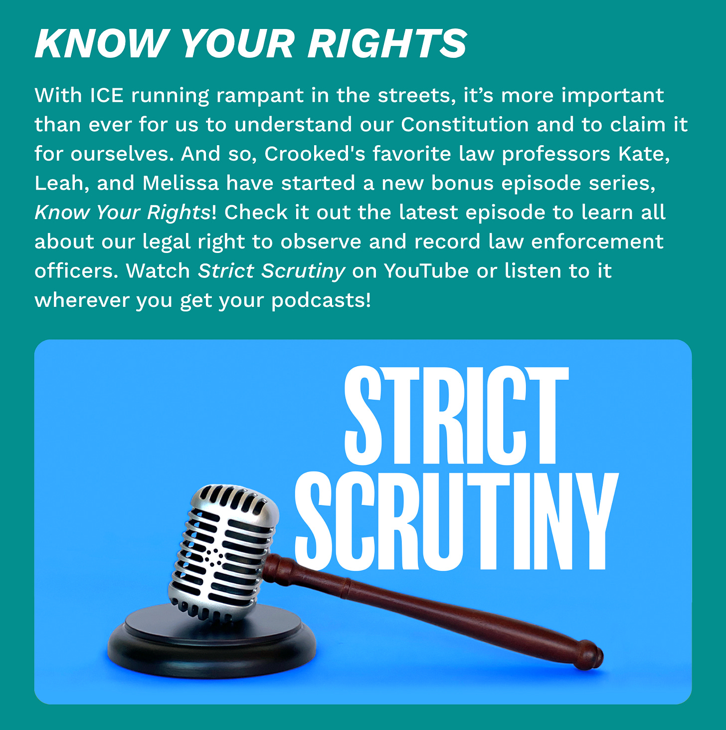 An ad for Strict Scrutiny. 