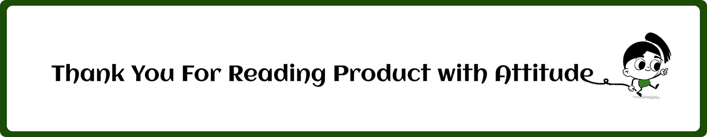 Product with Attitude newsletter closing banner with mascot. Product with Attitude newsletter closing banner with mascot.