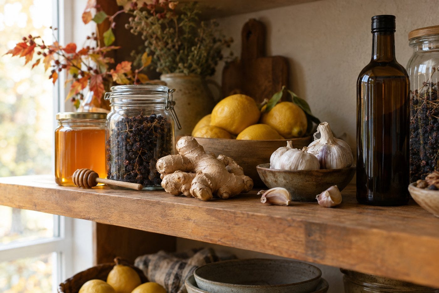 A flu-season pantry. Illustration.